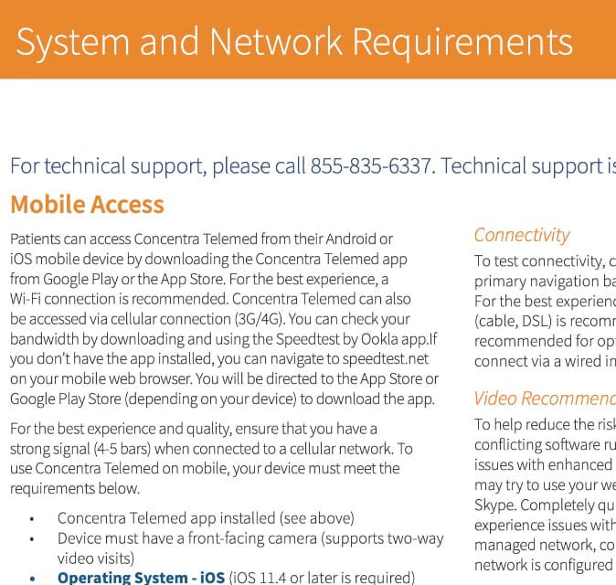 Concentra System Requirements